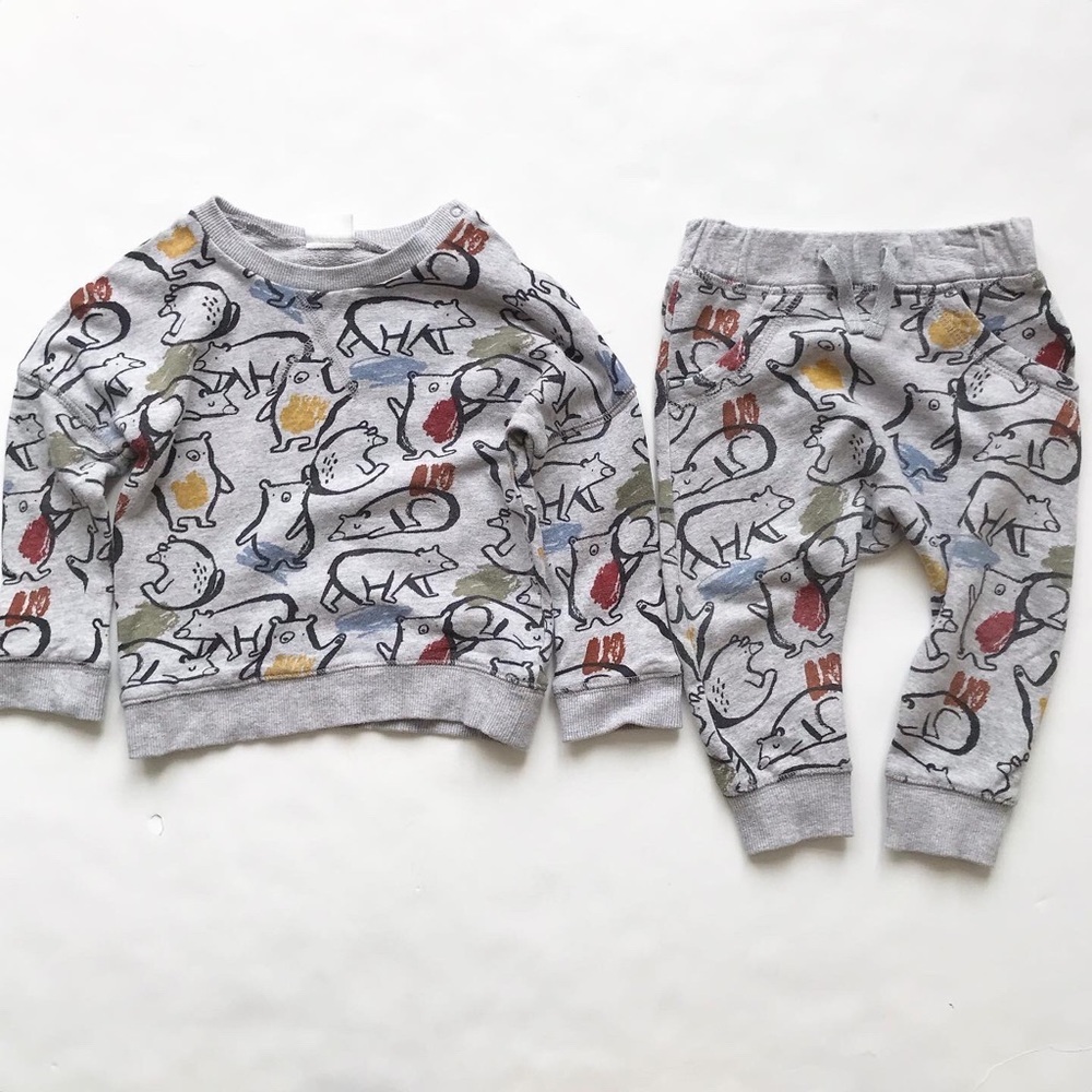 NEXT animal print sweatshirt/ jogger set VGUC 9-12 months